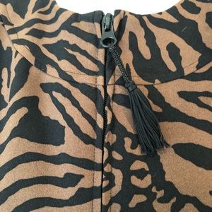 Zip-Front Print Jacket Brown/Black MP
